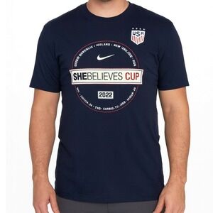 Nike T-Shirt Size S Navy USA Team She Believes Cup 2022 Souvenir Athletic Sports
